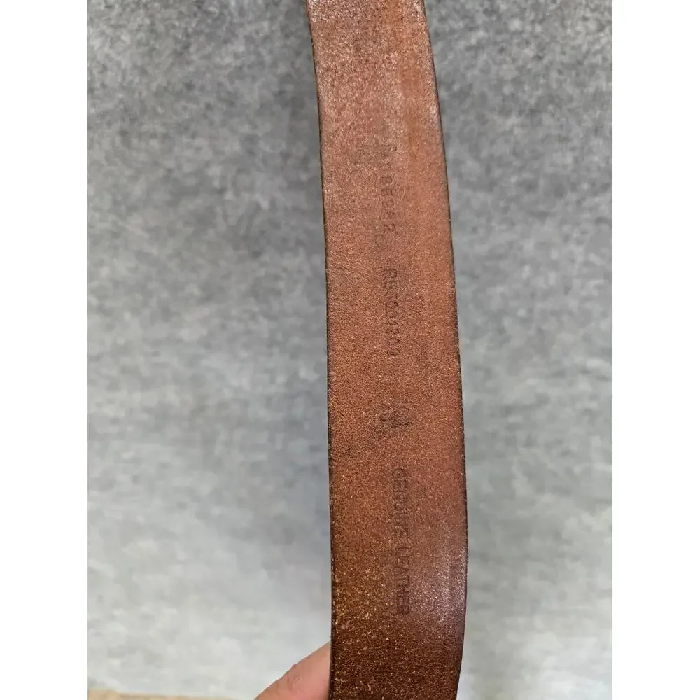 Vintage Distressed Brown Textured Leather Casual Jeans Belt – Silver- 21.5
